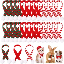 24 Pcs Mini Christmas Scarf 13 Inch Doll Christmas Pet Scarf Knitted DIY Doll Clothes Accessory Wine Bottle Neckerchief for Gift Pet Dog Cat Gift Decoration Crafts, Red, White and Green
