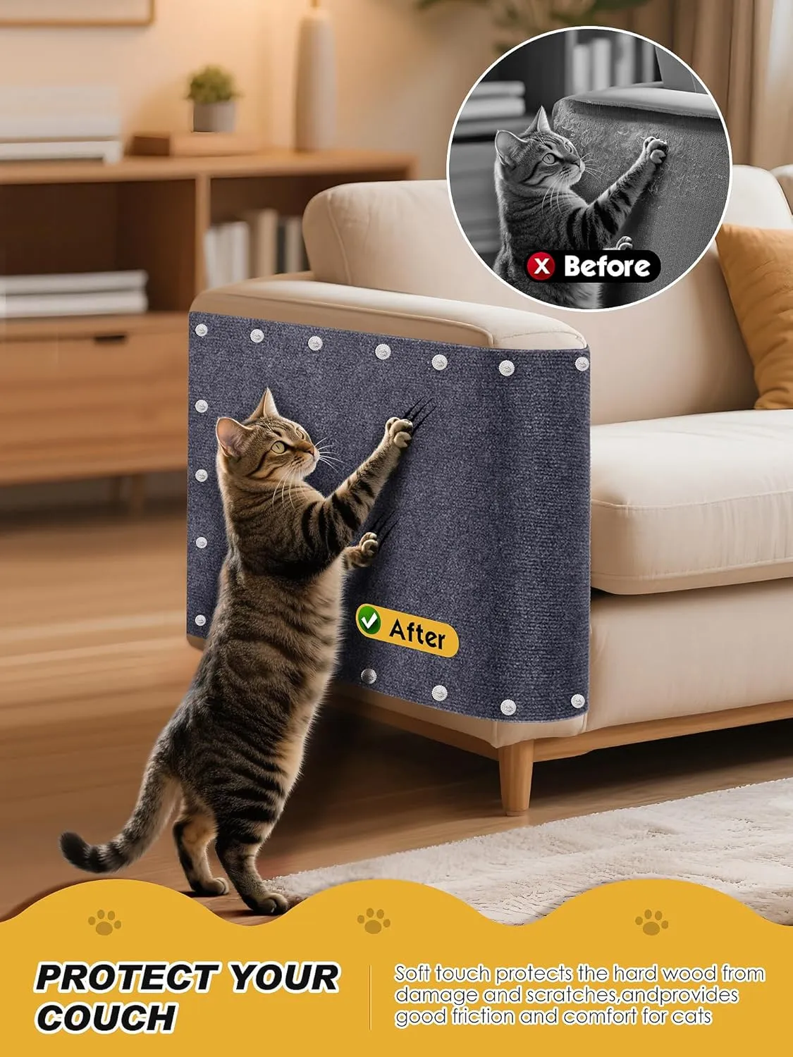 2PCS 39.4"x15.8" Cat Scratch Mat, Trimmable Self-Adhesive Carpet, DIY Climb Cat Scratcher for Furniture Couch or Wall Protector, Covering Cat Scratching Post Replacement Pads (Dark Gray)