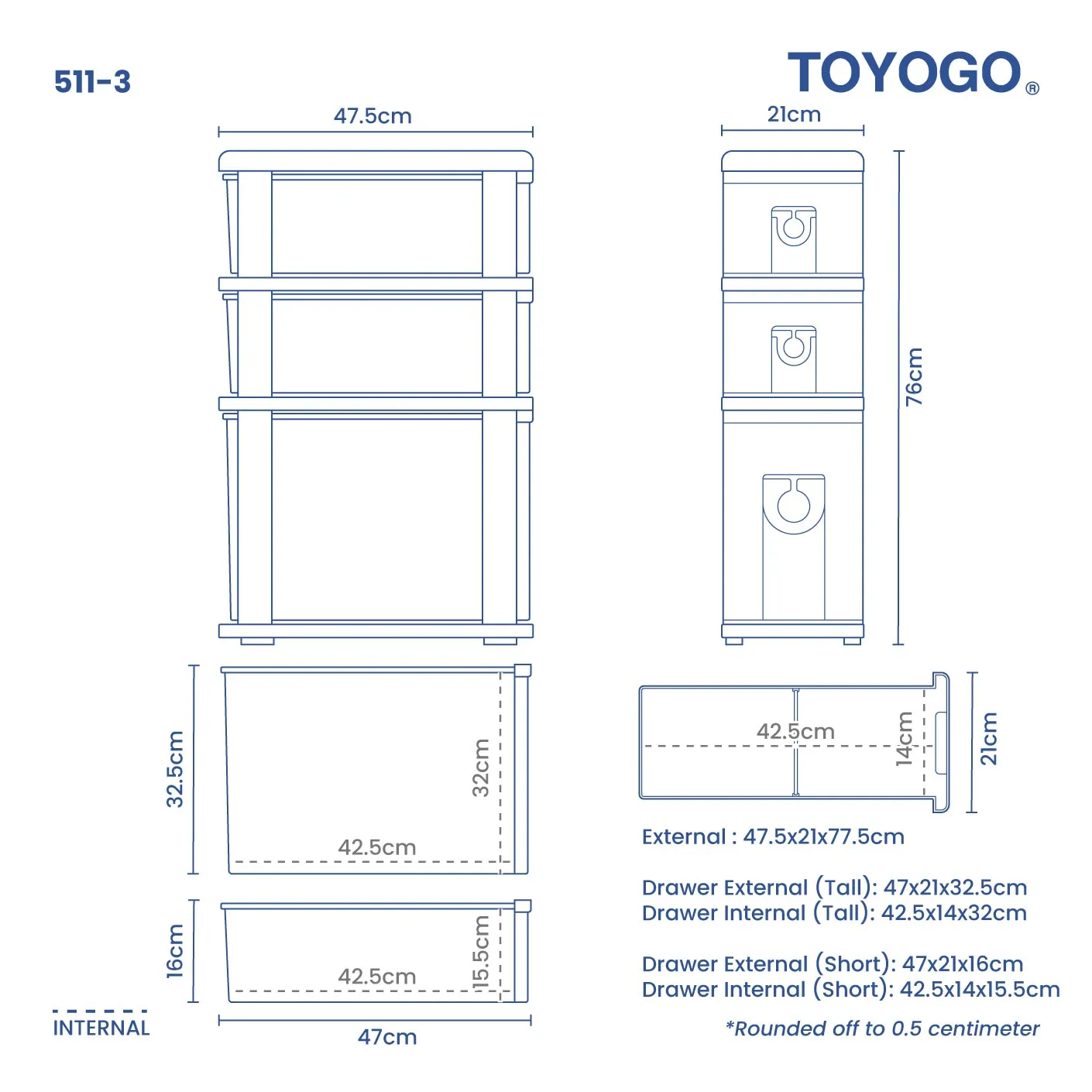 3 TIER KITCHEN DRAWER (511-3)