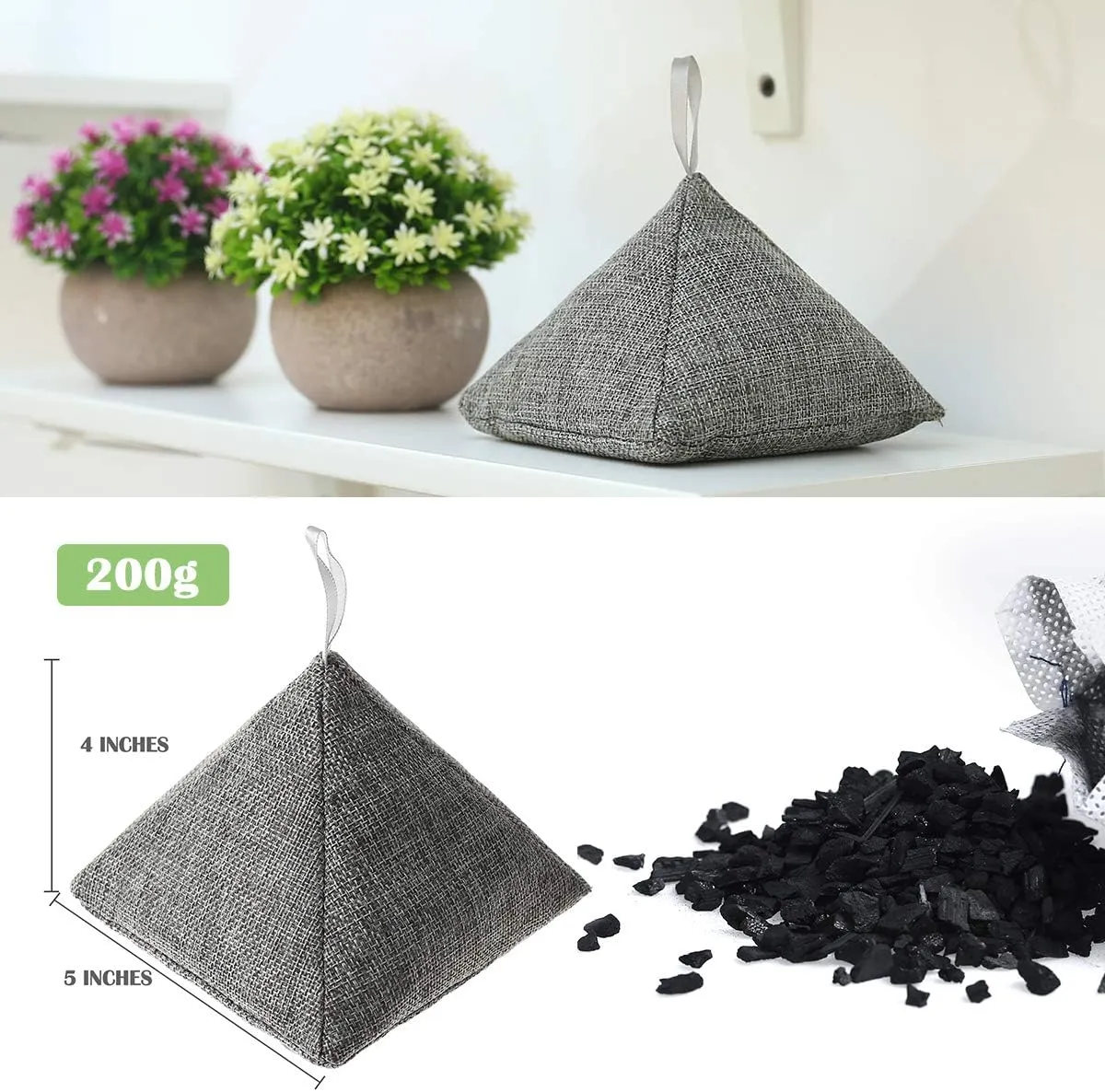 8 Pack Charcoal Bags Nature Fresh Activated Charcoal Odor Absorber Eliminator (8 x 200g)