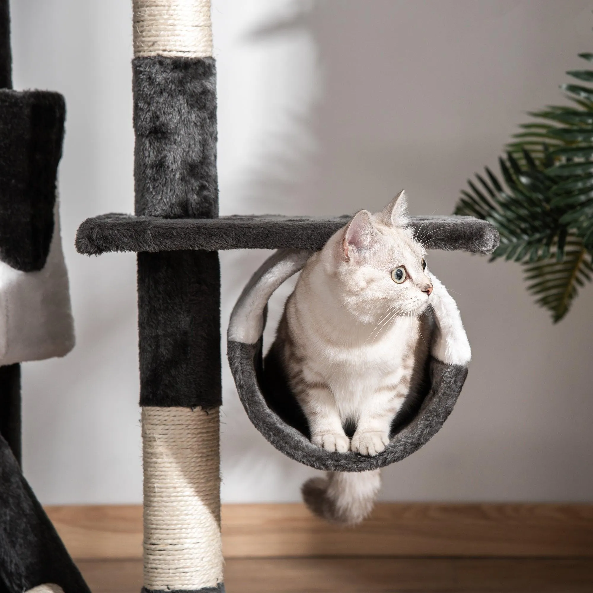 Adjustable Cat Tree Fun House, Black & White