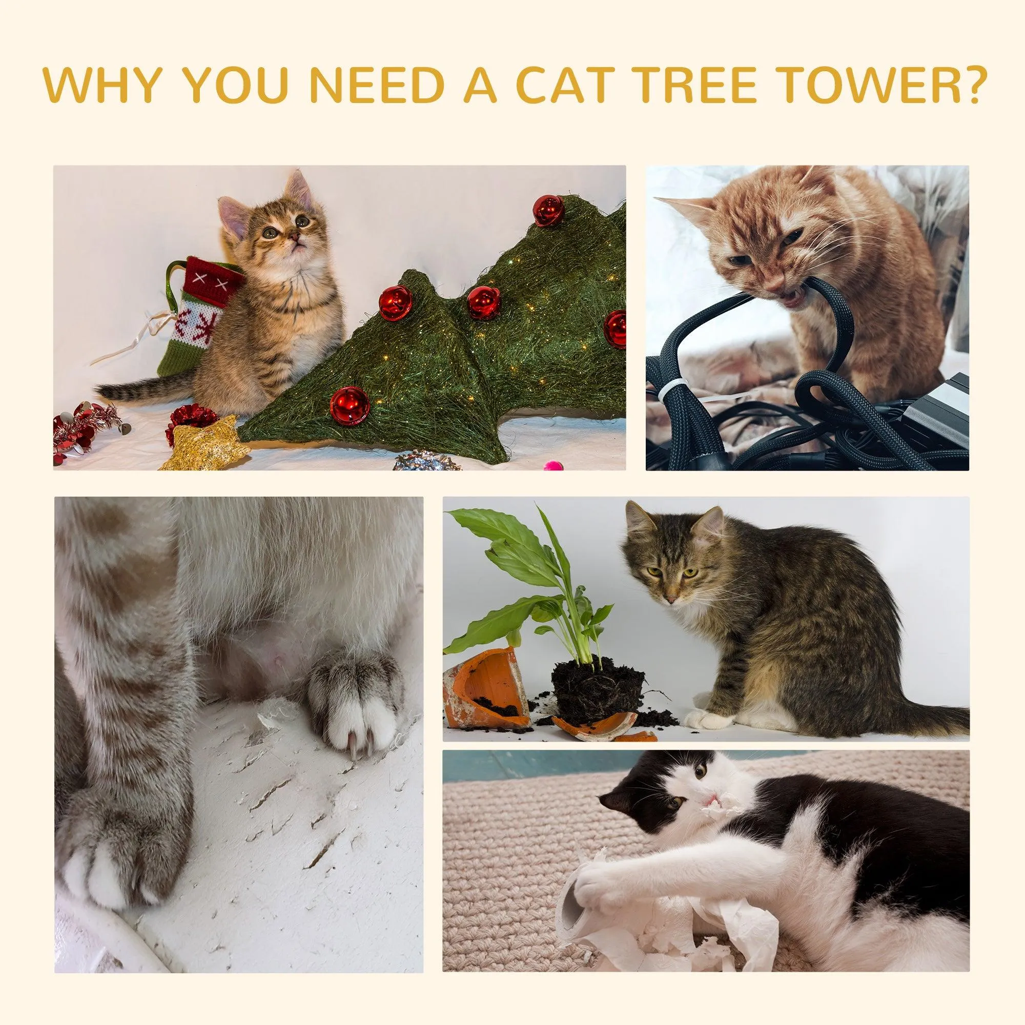 Adjustable Cat Tree Fun House, Black & White