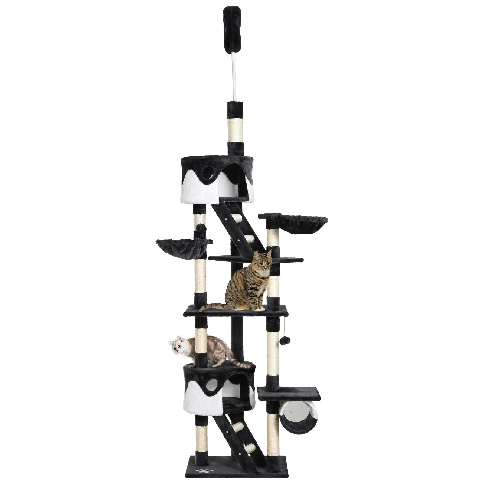 Adjustable Cat Tree Fun House, Black & White