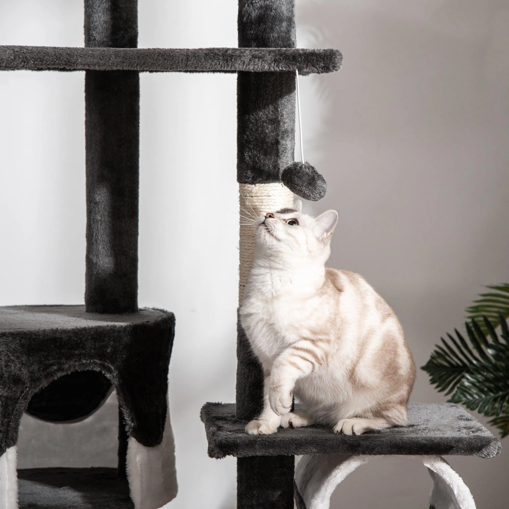 Adjustable Cat Tree Fun House, Black & White