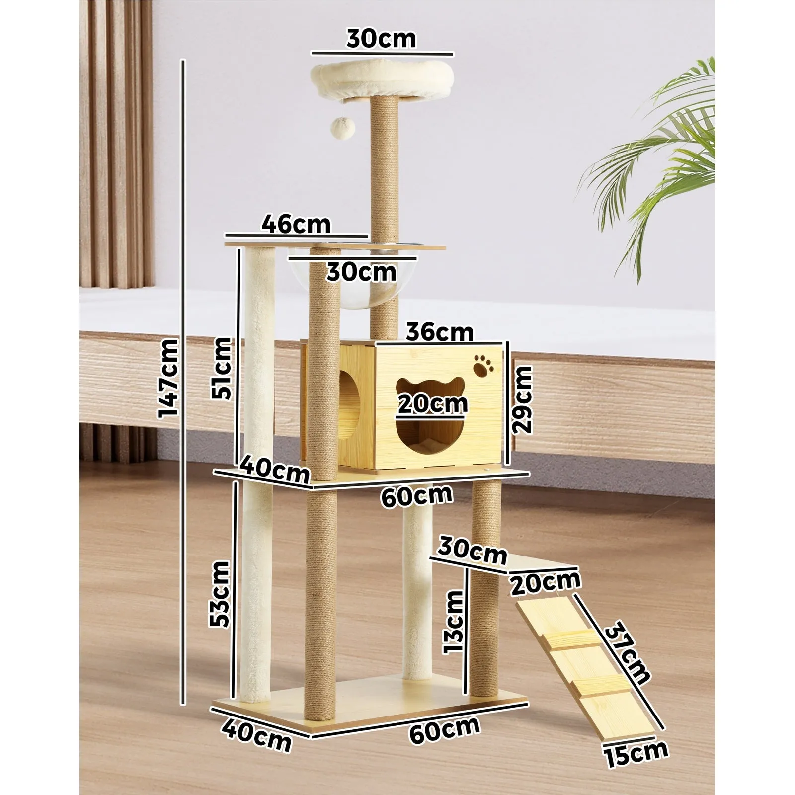 Alopet Cat Tree Trees Wooden Scratching Post Scratcher Tower Condo Pet Furniture