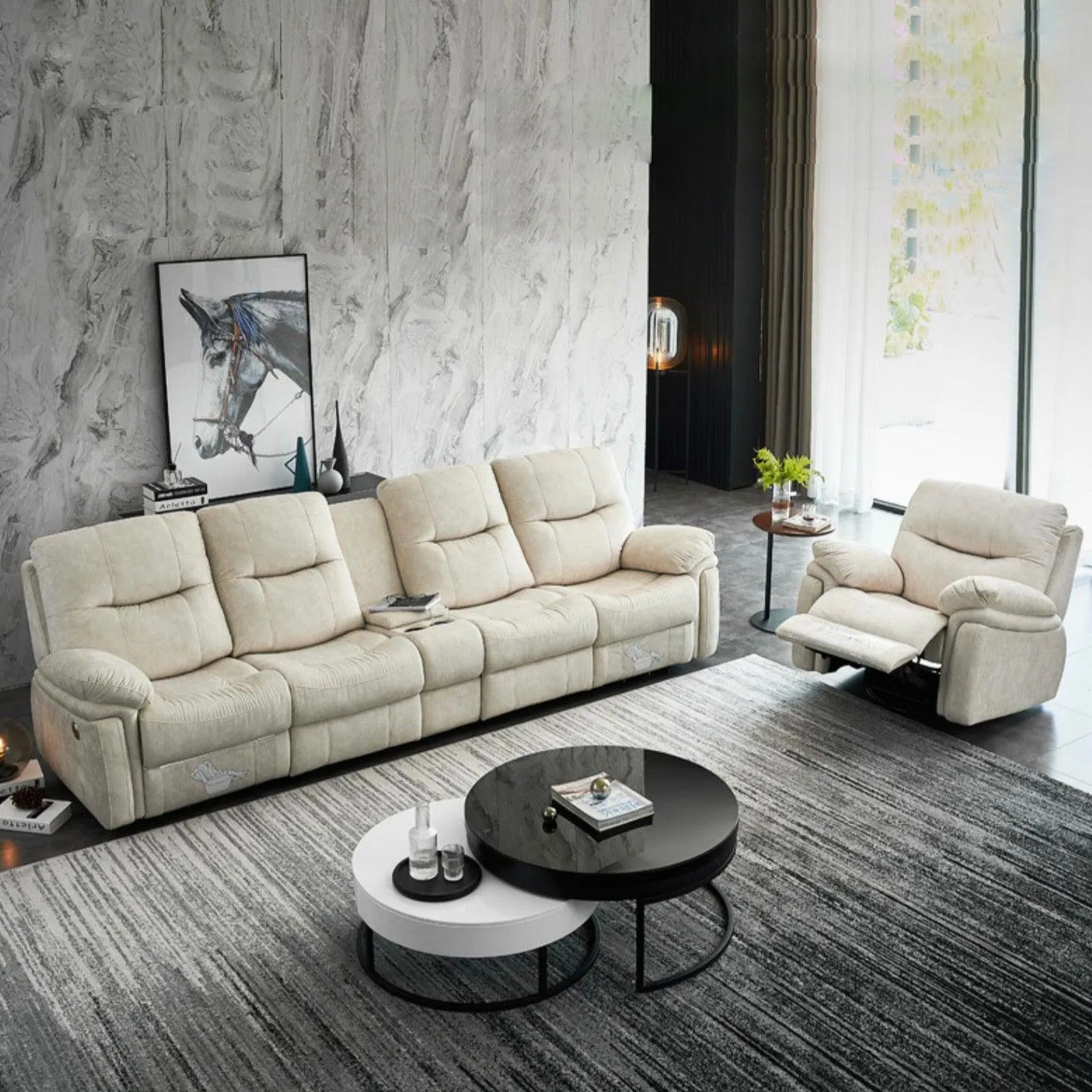 Ansel Velvet Electric Recliner Sofa