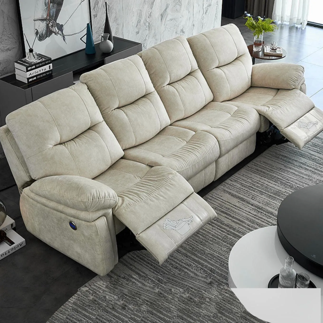 Ansel Velvet Electric Recliner Sofa
