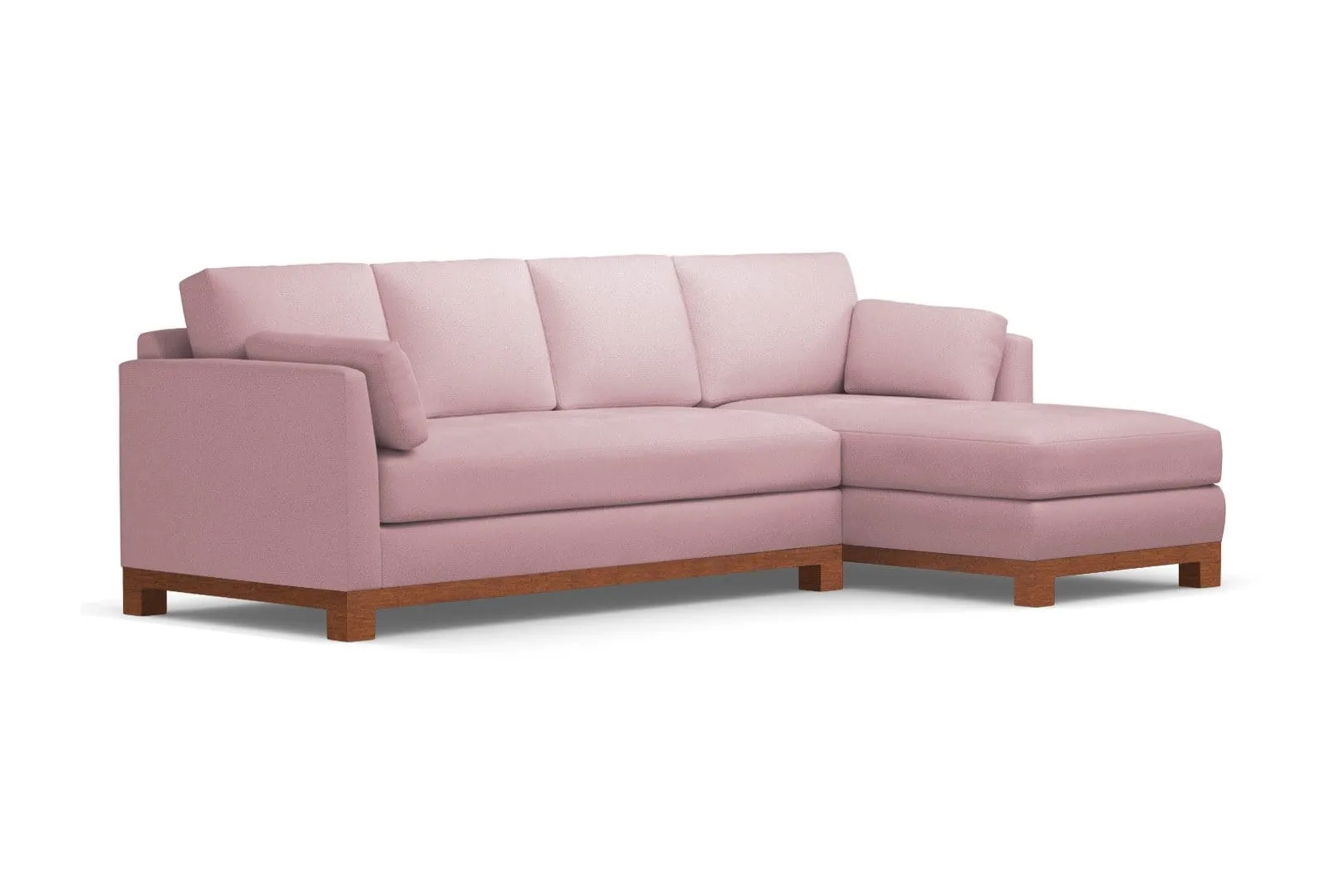 Avalon 2pc Sleeper Sectional :: Leg Finish: Pecan / Sleeper Option: Deluxe Innerspring Mattress / Configuration: RAF - Chaise on the Right