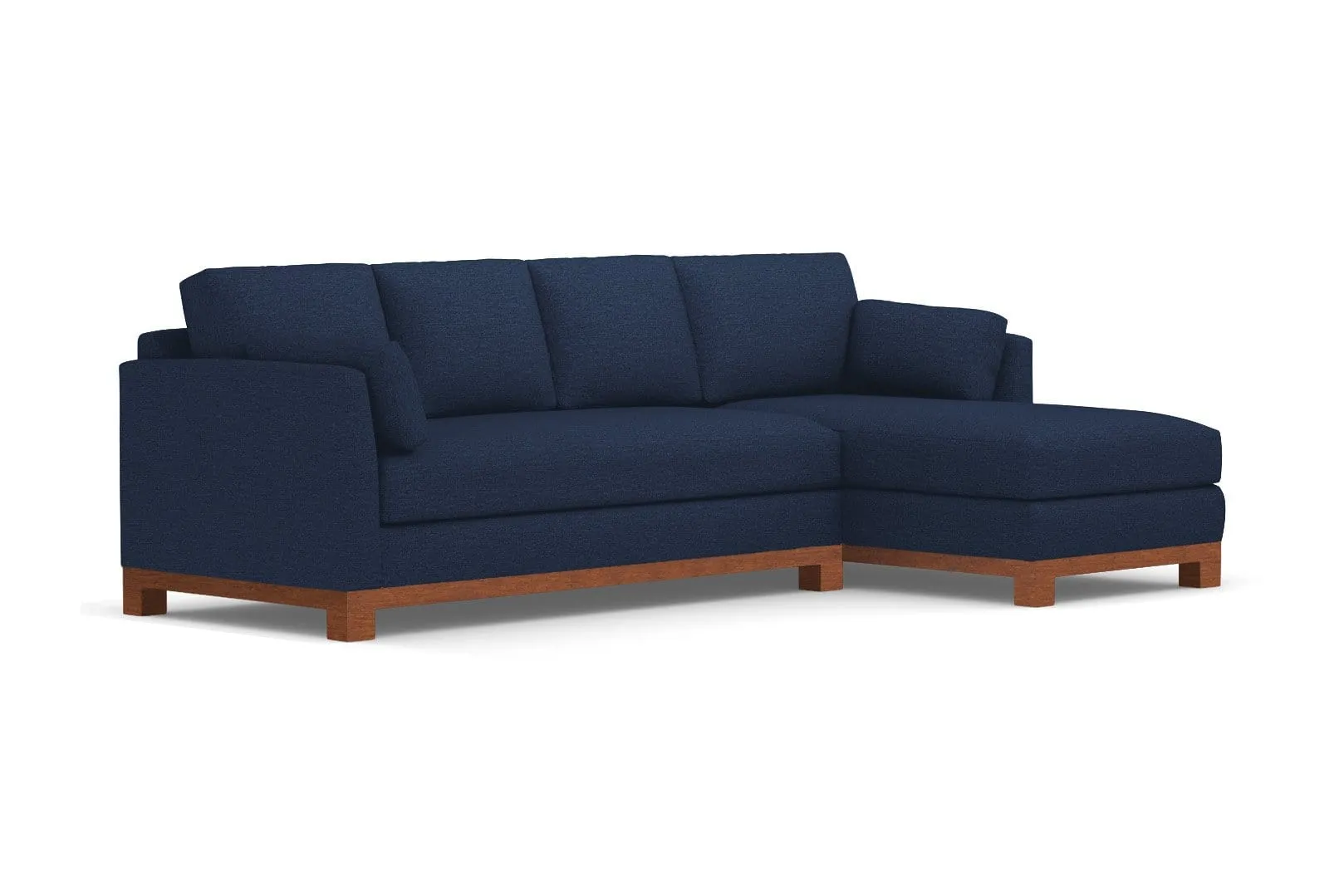 Avalon 2pc Sleeper Sectional :: Leg Finish: Pecan / Sleeper Option: Deluxe Innerspring Mattress / Configuration: RAF - Chaise on the Right