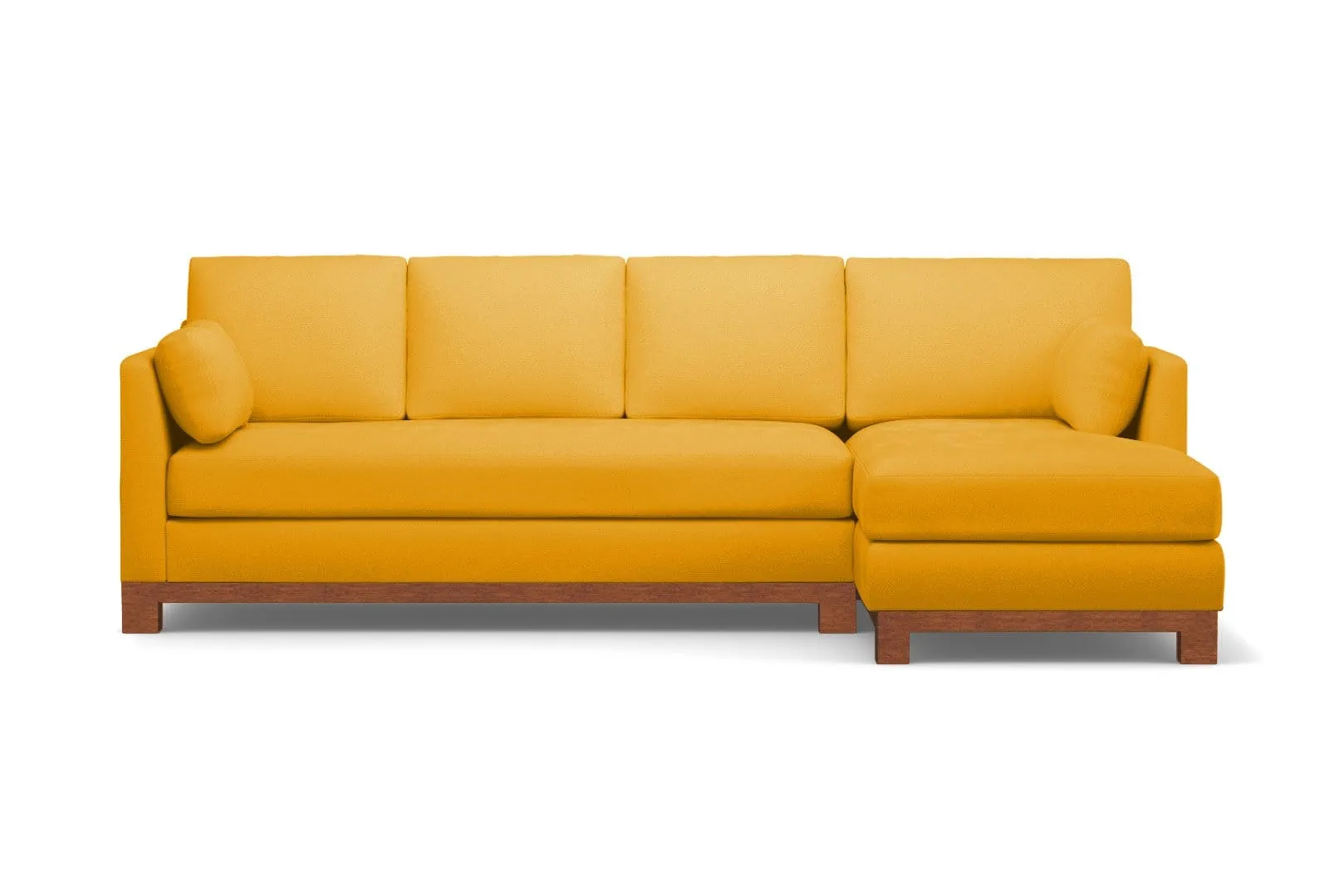 Avalon 2pc Sleeper Sectional :: Leg Finish: Pecan / Sleeper Option: Deluxe Innerspring Mattress / Configuration: RAF - Chaise on the Right