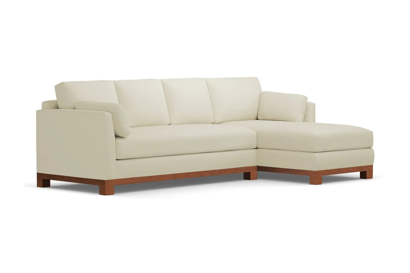 Avalon 2pc Sleeper Sectional :: Leg Finish: Pecan / Sleeper Option: Deluxe Innerspring Mattress / Configuration: RAF - Chaise on the Right