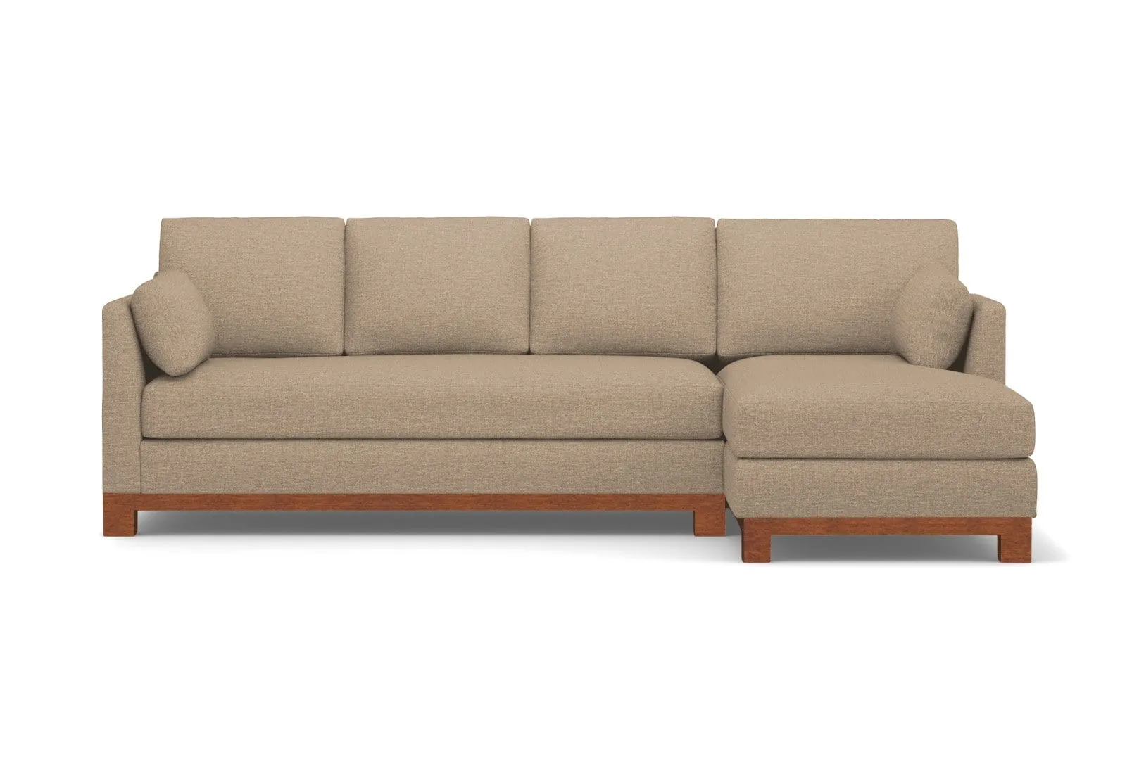 Avalon 2pc Sleeper Sectional :: Leg Finish: Pecan / Sleeper Option: Deluxe Innerspring Mattress / Configuration: RAF - Chaise on the Right