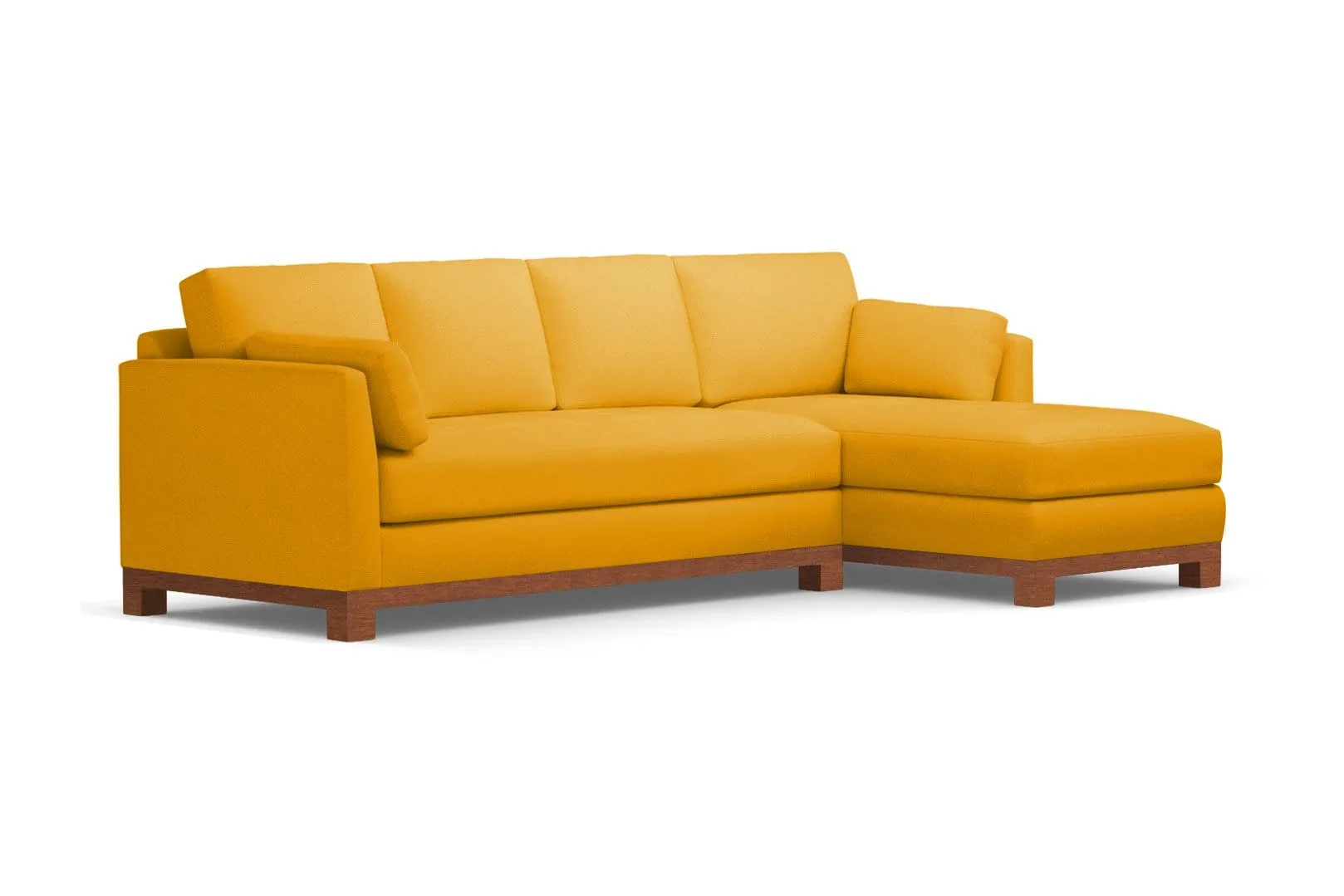 Avalon 2pc Sleeper Sectional :: Leg Finish: Pecan / Sleeper Option: Deluxe Innerspring Mattress / Configuration: RAF - Chaise on the Right