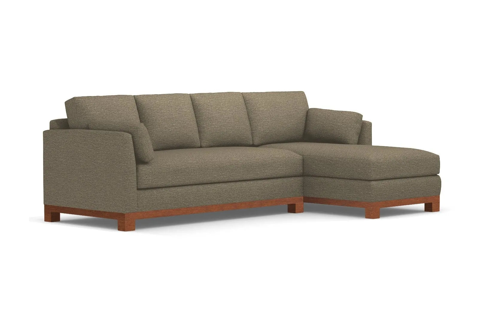 Avalon 2pc Sleeper Sectional :: Leg Finish: Pecan / Sleeper Option: Deluxe Innerspring Mattress / Configuration: RAF - Chaise on the Right