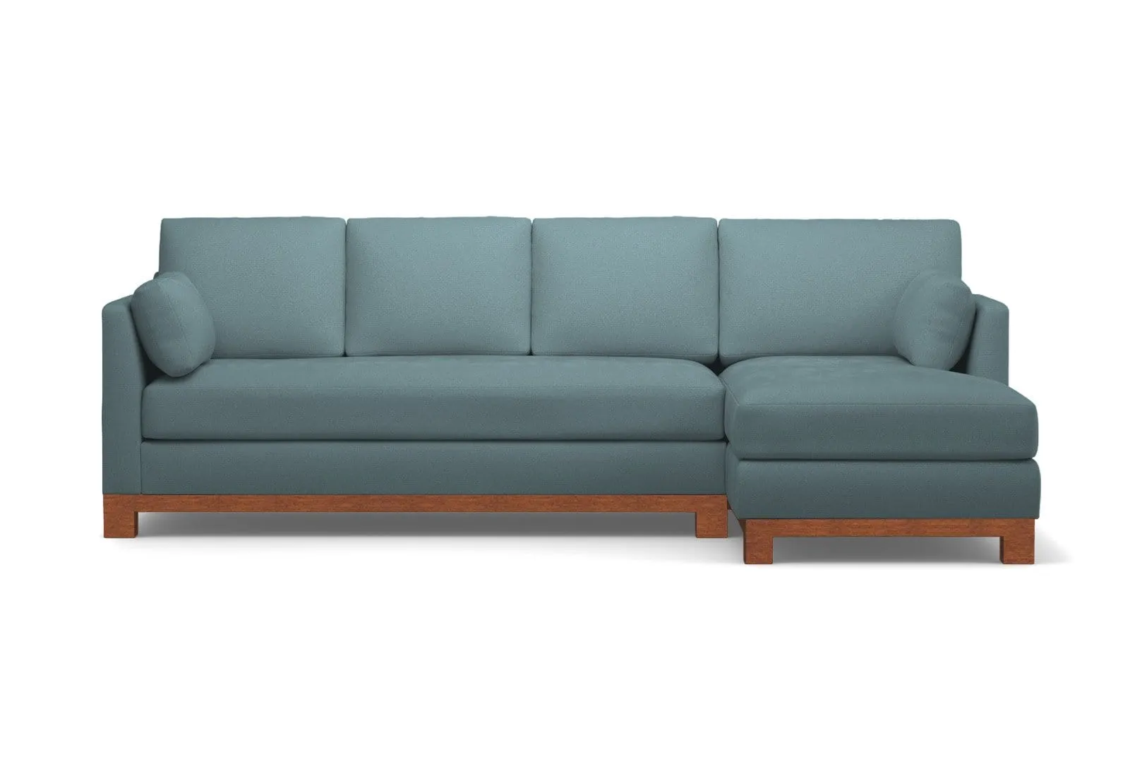 Avalon 2pc Sleeper Sectional :: Leg Finish: Pecan / Sleeper Option: Deluxe Innerspring Mattress / Configuration: RAF - Chaise on the Right