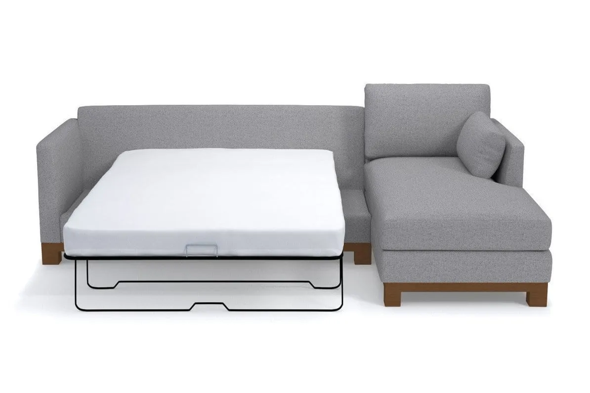 Avalon 2pc Sleeper Sectional :: Leg Finish: Pecan / Sleeper Option: Deluxe Innerspring Mattress / Configuration: RAF - Chaise on the Right
