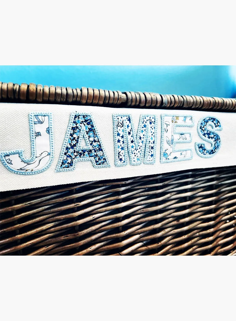 Bespoke Baskets Large Personalised Letters Toy Box in Blue Theo