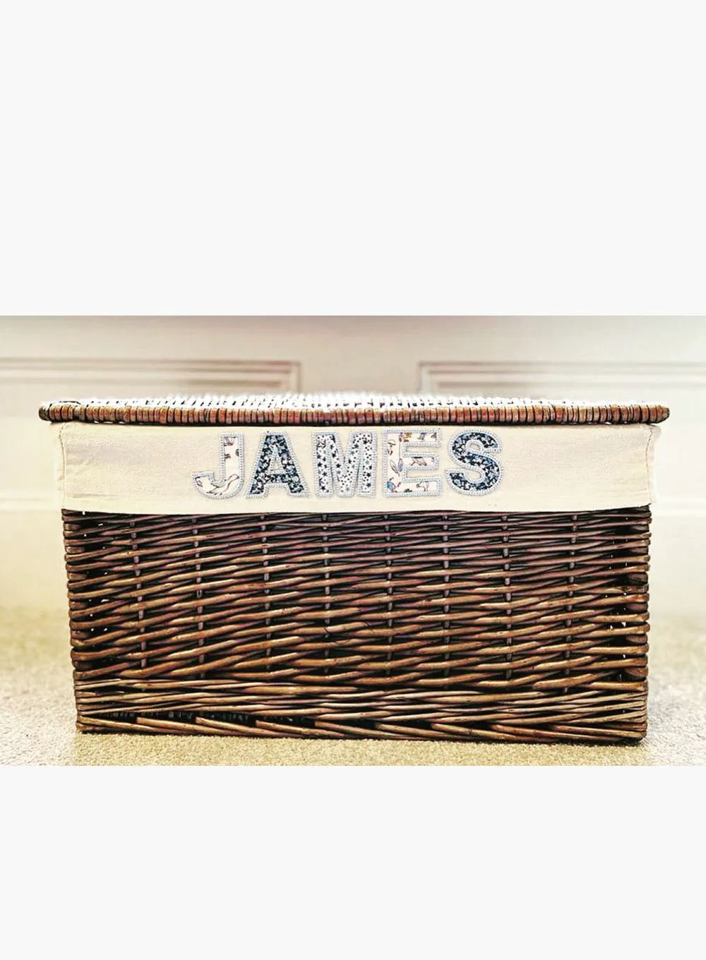Bespoke Baskets Small Personalised Letters Toy Box in Blue Theo