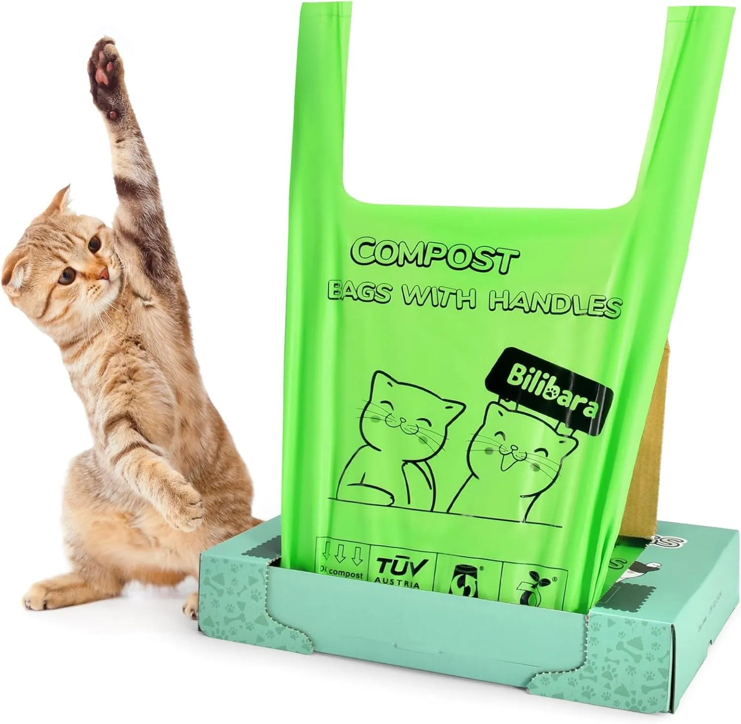 Biodegradable Poop Bags for Cat - 110 Count, Durable Cat Litter Bags for Poop with Handles, Scented Poop Bags for Litter Box, Leakproof Cat Waste Bags