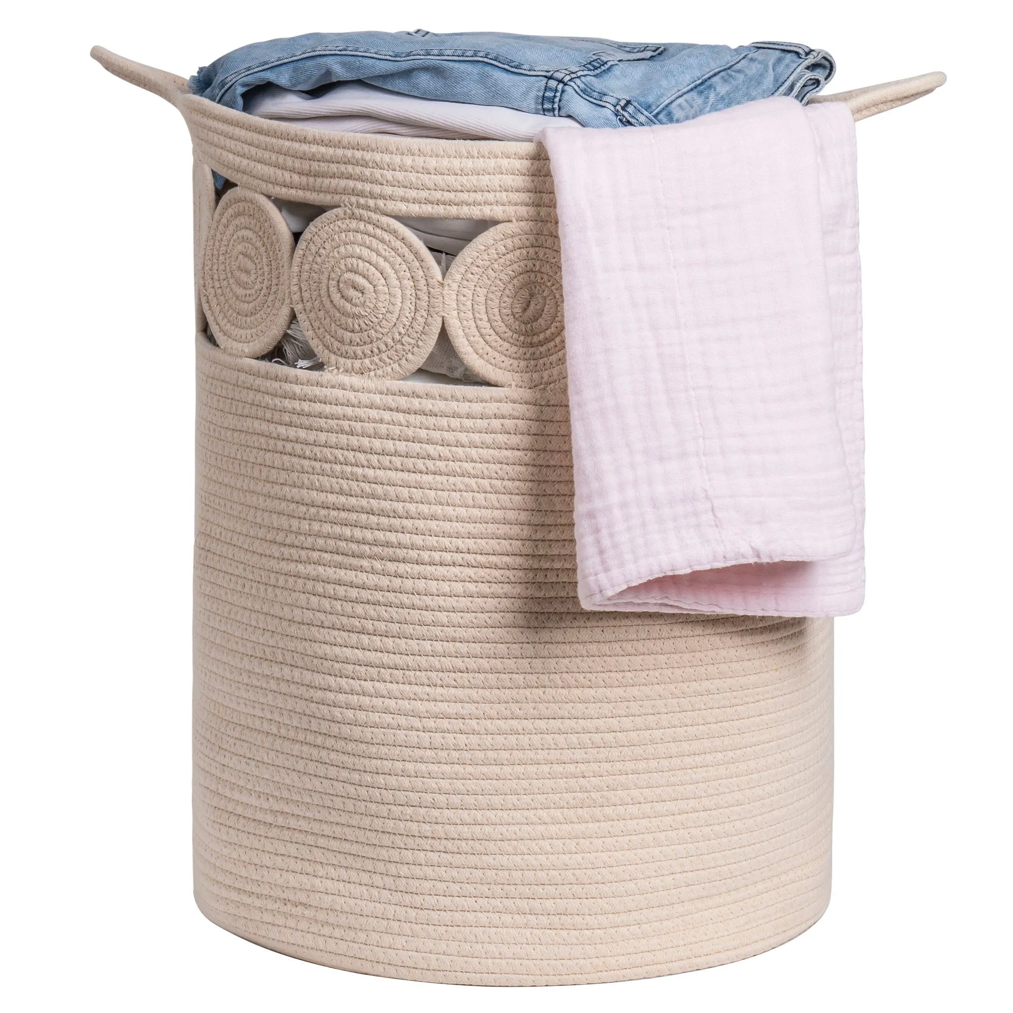 Bohemian Style Cotton Rope Storage Basket For Bedroom, Bathroom And Children'S Room (Beige)