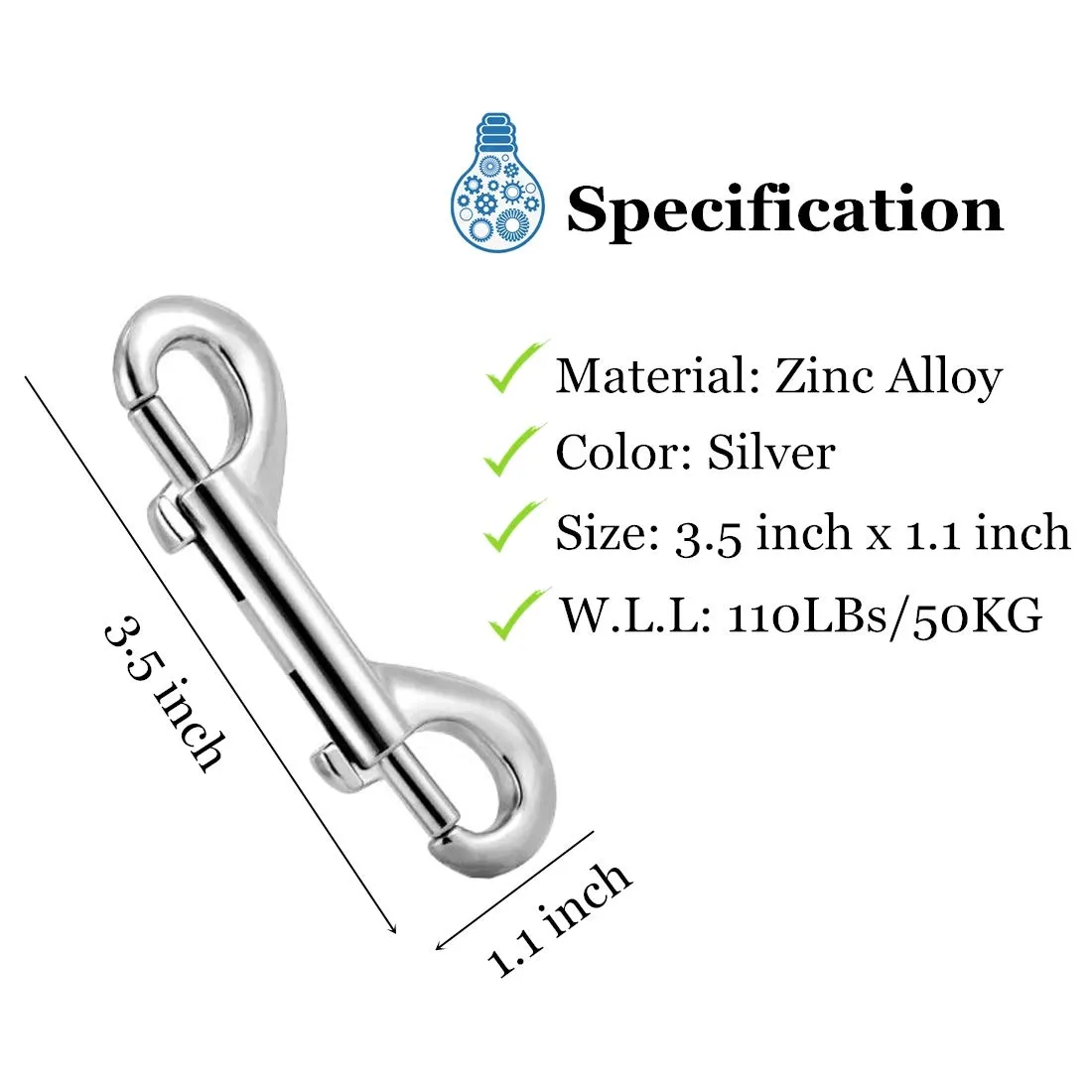 Bolt Snaps Double Ended Hook 6 Set 3.5inch/90mm Zinc Alloy Trigger Metal Clips for Key Chain Dog Leash Horse Pet Sling Feed Buckets