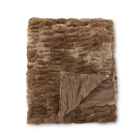 Brown Ribbed Fur Throw Blanket