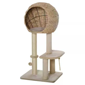 Cat Tower with Perch and Teasing Rope Toy, 100cm - Beige