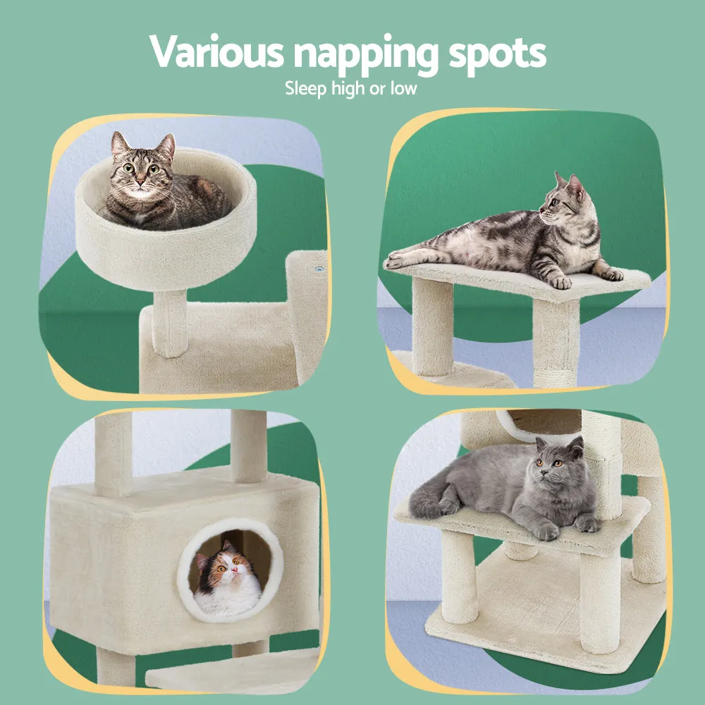 Cat Tree Tower Scratching Post Scratcher Wood Condo House Bed Trees 90cm - Beige