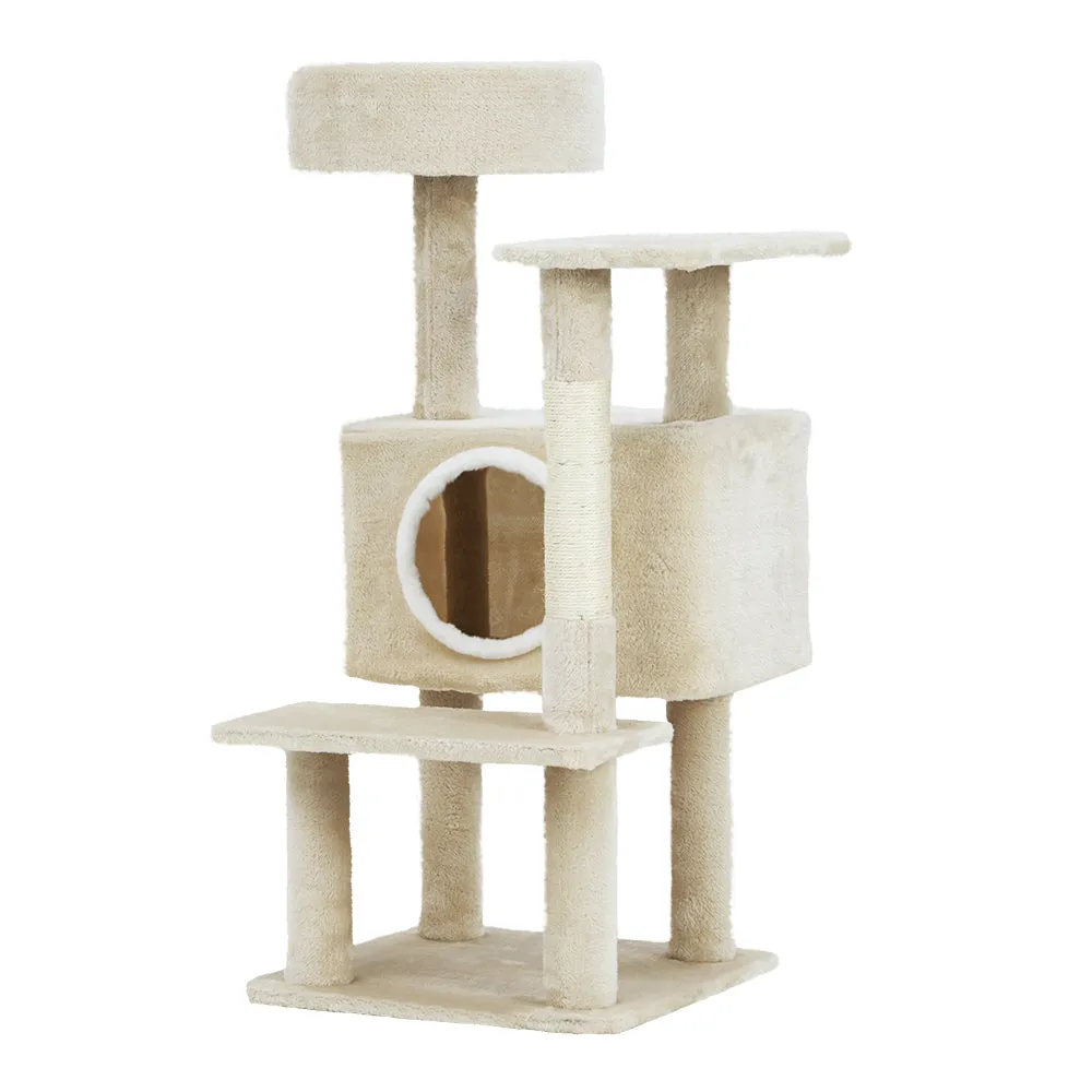 Cat Tree Tower Scratching Post Scratcher Wood Condo House Bed Trees 90cm - Beige