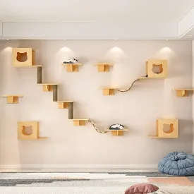 Cat Wall Shelves, Cat Wall Furniture, Cat Shelves and Perches for Wall, Cat Wall Steps Set with 4 Cat Condos House