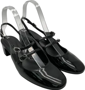 Charles & Keith Black Patent Double Buckle Sling Back Kitten Heels UK 5 EU 38 👠
