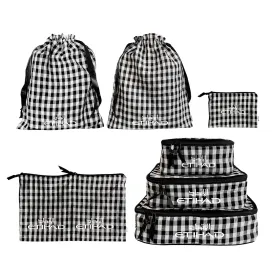 CUSTOM BA Packing Organizers and Travel Set in Gingham Linen, 7-pack Checkered