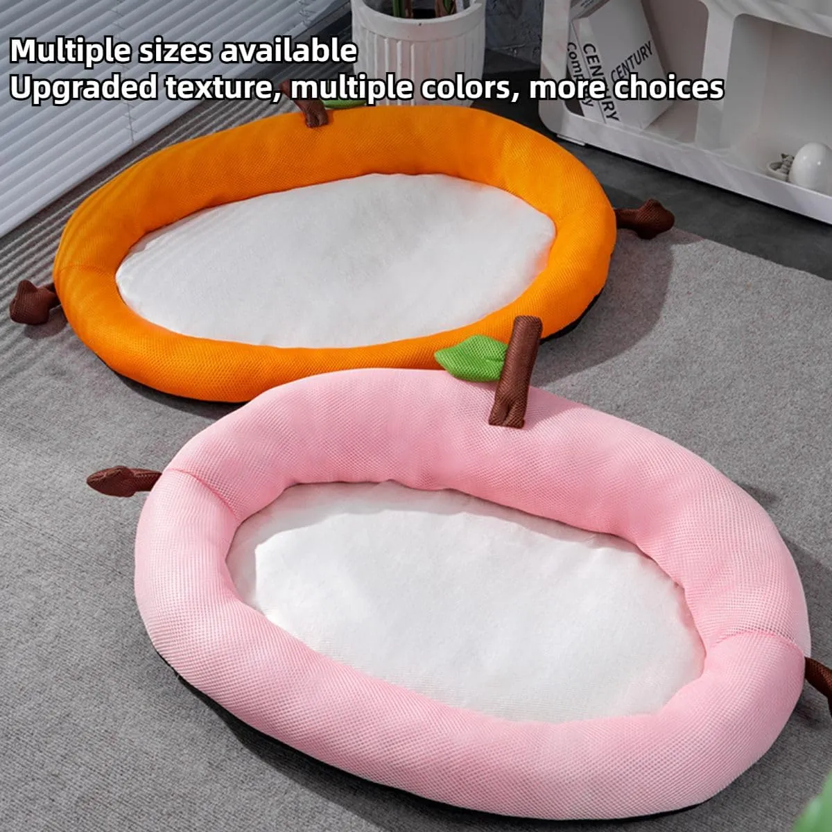 Cute Fruits Pet Cooling Summer Mat, Pet Straw Mat for Dogs Cats, Pet Breathable Comfort Mat Sleeping Pad for Dogs Cats Puppy Kitten (Orange,Small)