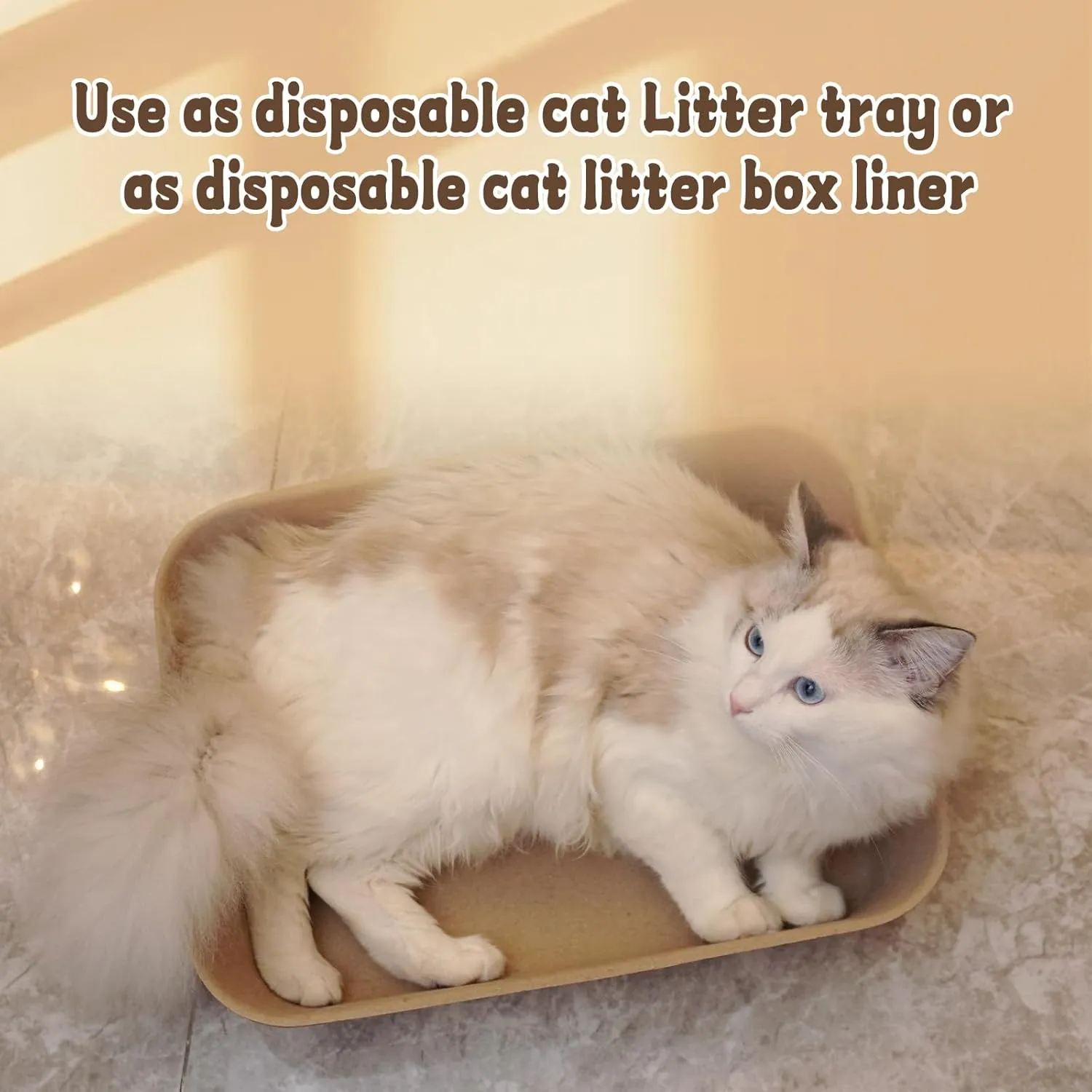 Disposable Cat Litter Box, Sturdy and Durable, Extra Thick, Large Size - 16.2"x12.6"x3.9", Leak Resistant and Sustainable, Disposable Litter Boxes for Cats (Brown, 6-Pack)
