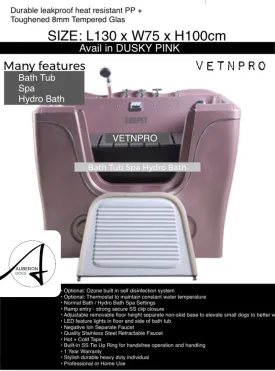 Dog Bath Tub Spa Hydrotherapy  - 130cm Deluxe Ozone incl many colours walk in entry