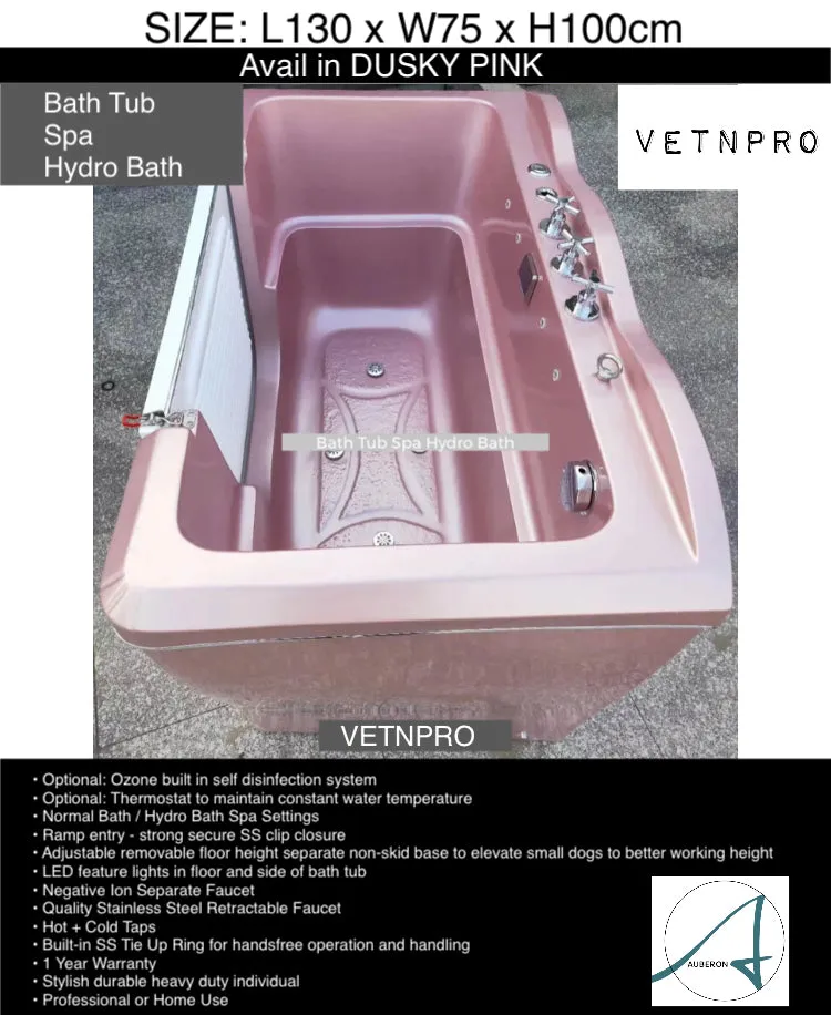 Dog Bath Tub Spa Hydrotherapy  - 130cm Deluxe Ozone incl many colours walk in entry