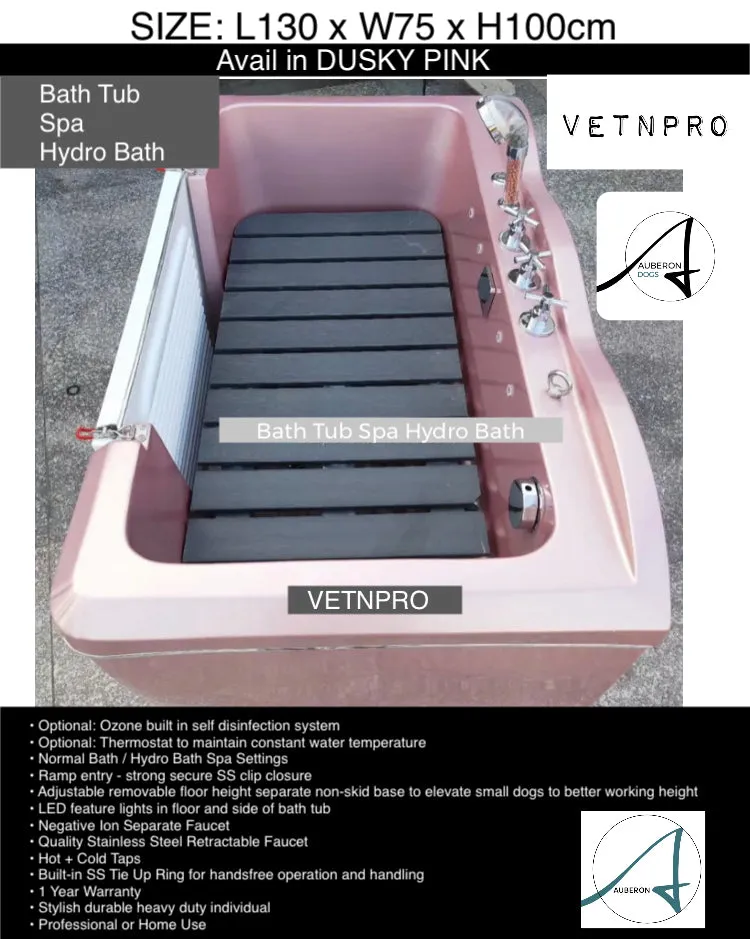 Dog Bath Tub Spa Hydrotherapy  - 130cm Deluxe Ozone incl many colours walk in entry