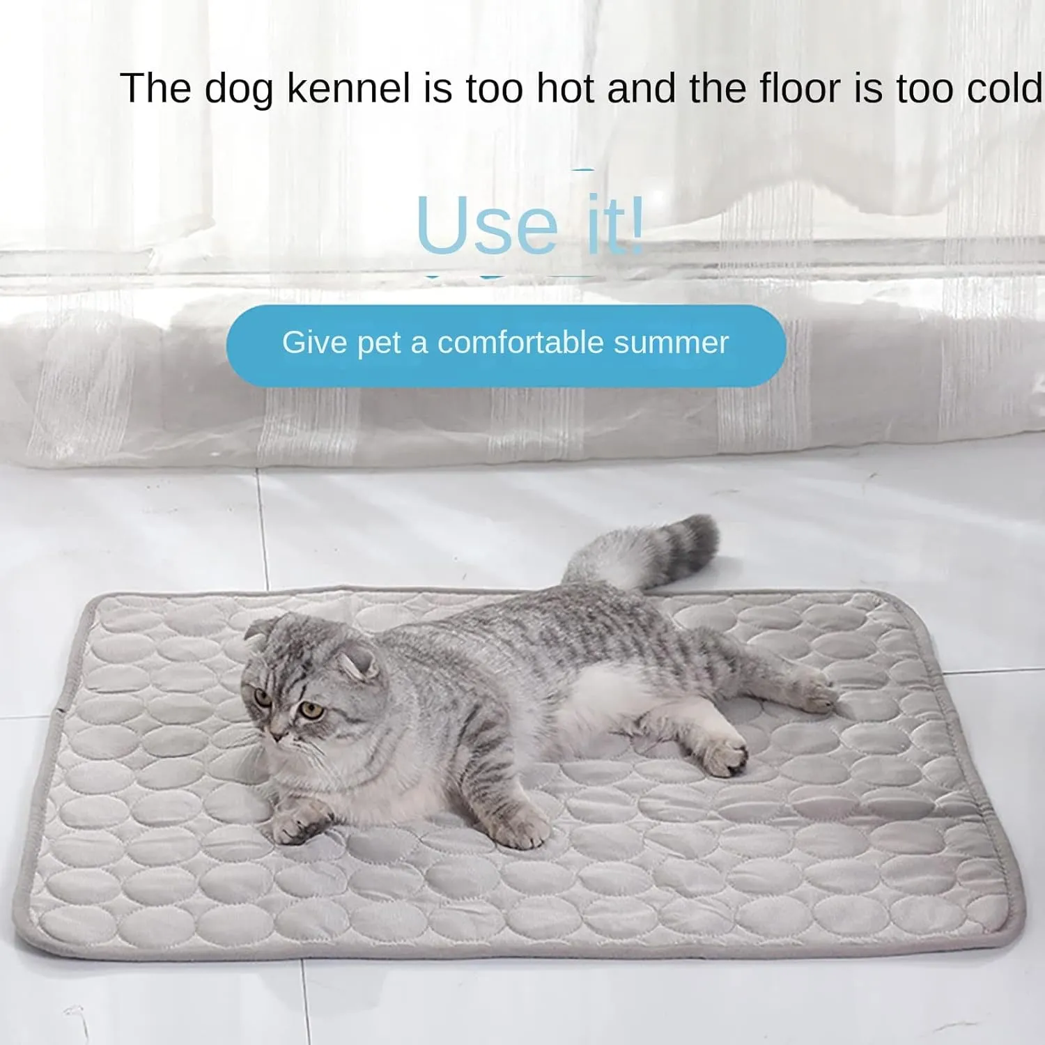 Dog Cooling Mat Summer Cat Dog Self Cooling Pad Washable Portable Pet Cooling Sleeping Bed Comfortable Ice Silk Cooling Mats for Small Medium Large Dogs Cats (GreyL)