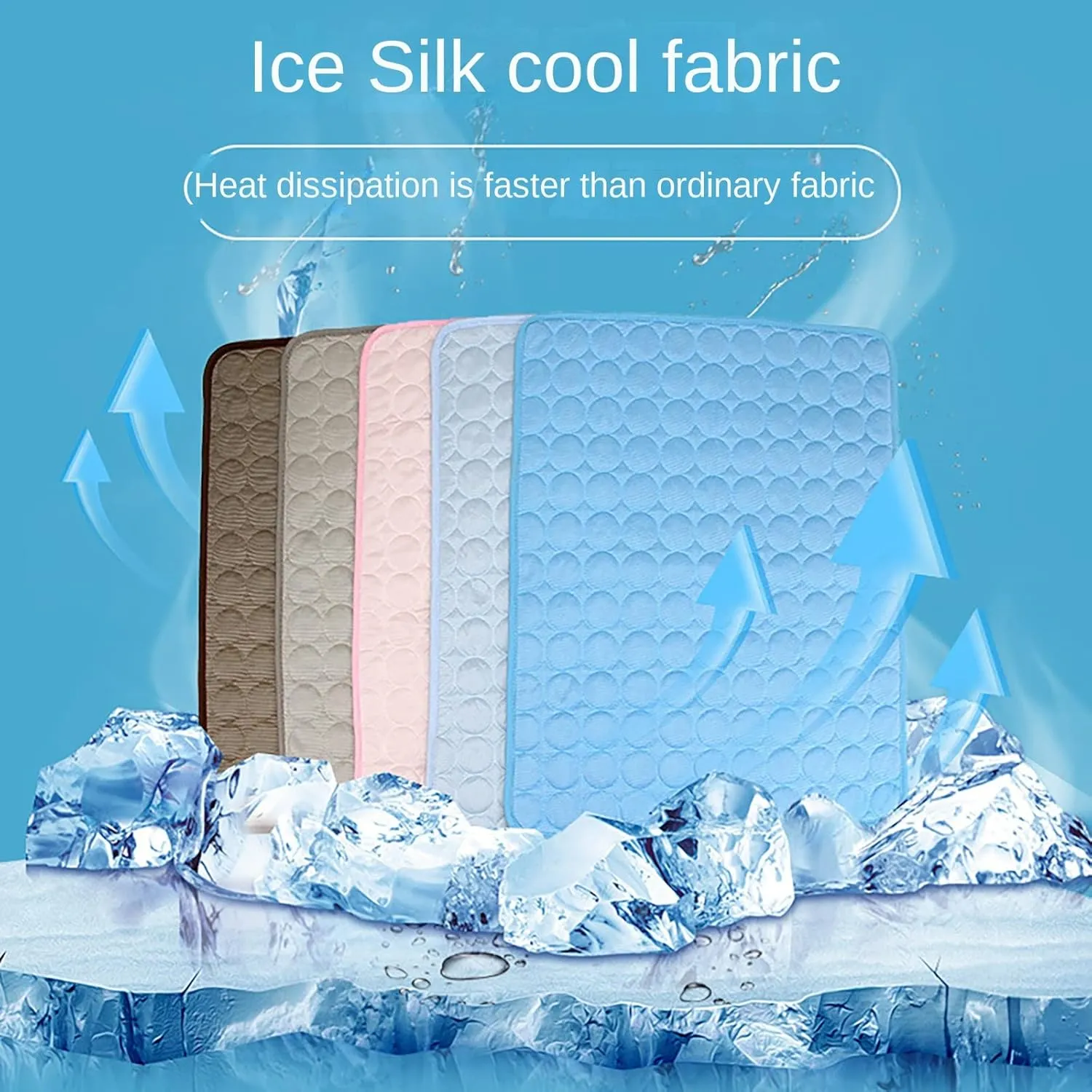 Dog Cooling Mat Summer Cat Dog Self Cooling Pad Washable Portable Pet Cooling Sleeping Bed Comfortable Ice Silk Cooling Mats for Small Medium Large Dogs Cats (GreyL)