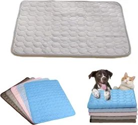 Dog Cooling Mat Summer Cat Dog Self Cooling Pad Washable Portable Pet Cooling Sleeping Bed Comfortable Ice Silk Cooling Mats for Small Medium Large Dogs Cats (GreyL)