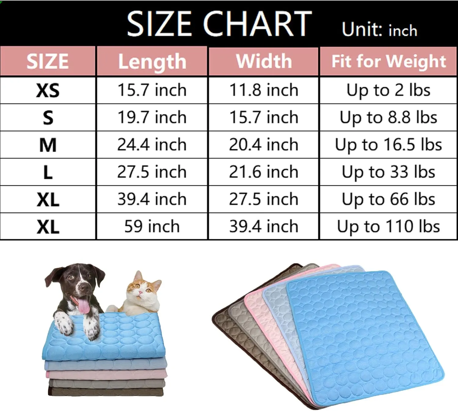 Dog Cooling Mat Summer Cat Dog Self Cooling Pad Washable Portable Pet Cooling Sleeping Bed Comfortable Ice Silk Cooling Mats for Small Medium Large Dogs Cats (GreyL)