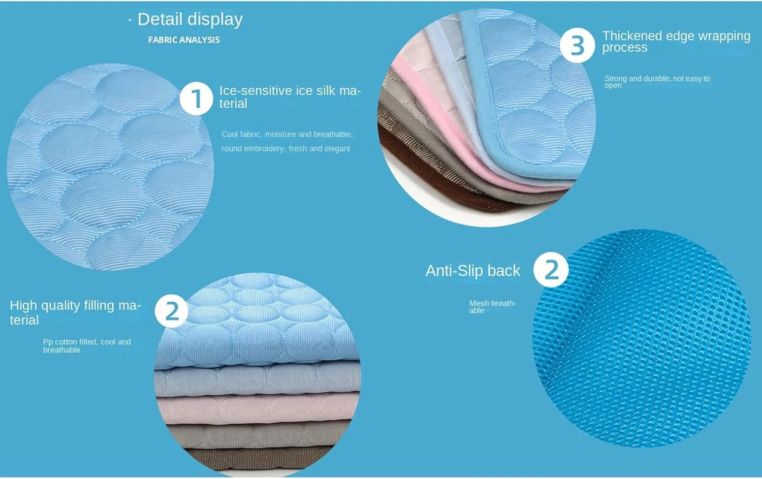 Dog Cooling Mat Summer Cat Dog Self Cooling Pad Washable Portable Pet Cooling Sleeping Bed Comfortable Ice Silk Cooling Mats for Small Medium Large Dogs Cats (GreyL)