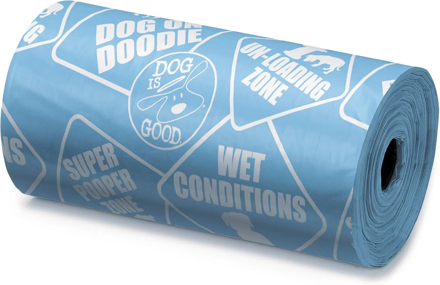 Dog is Good Potty Talk Waste Bags, 8-Pack - Durable Leakproof Plastic Poop Bags - Assorted Bright Colors, Cute Phrases
