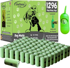 Doggy Poop Bags Biodegradable with Dispenser (1296 Bags) Eco-friendly Dog Waste Pickup Bags Landfill-friendly Refill Rolls Cat Waste Bags (Green, 72 Rolls, Unscented)