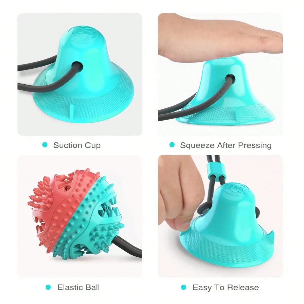 Dogs Pull Rope Chew Toy With Powerful Suction Cup,Pet Molar Teething Feeder