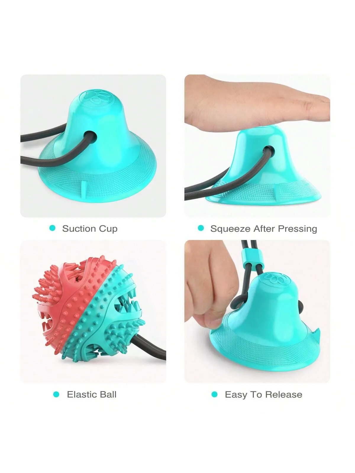 Dogs Pull Rope Chew Toy With Powerful Suction Cup,Pet Molar Teething Feeder