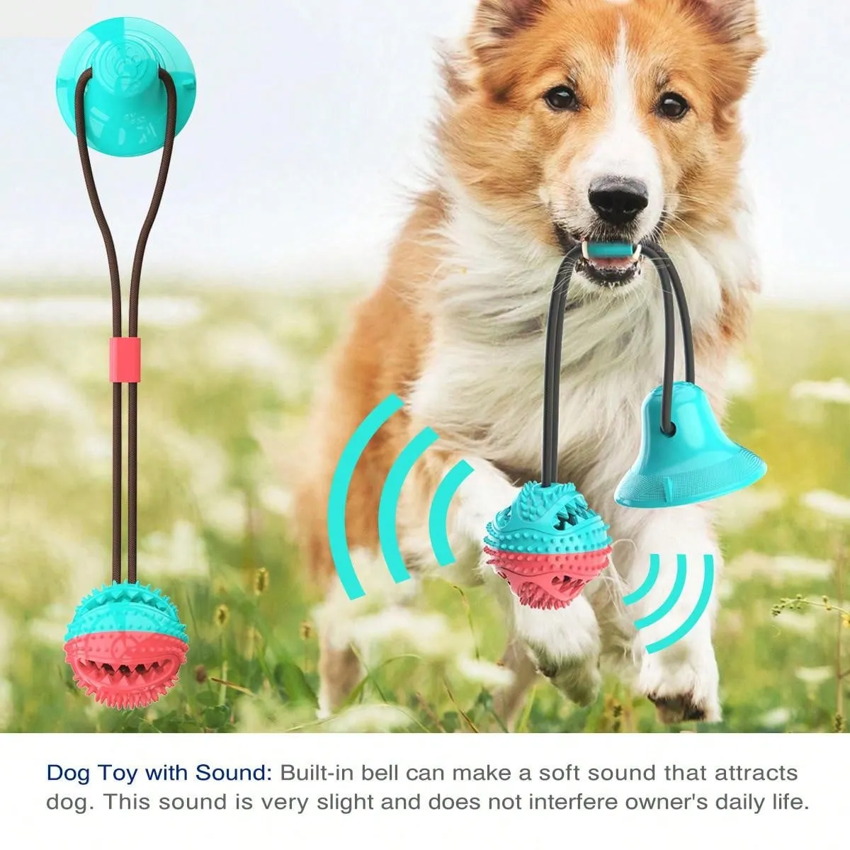 Dogs Pull Rope Chew Toy With Powerful Suction Cup,Pet Molar Teething Feeder