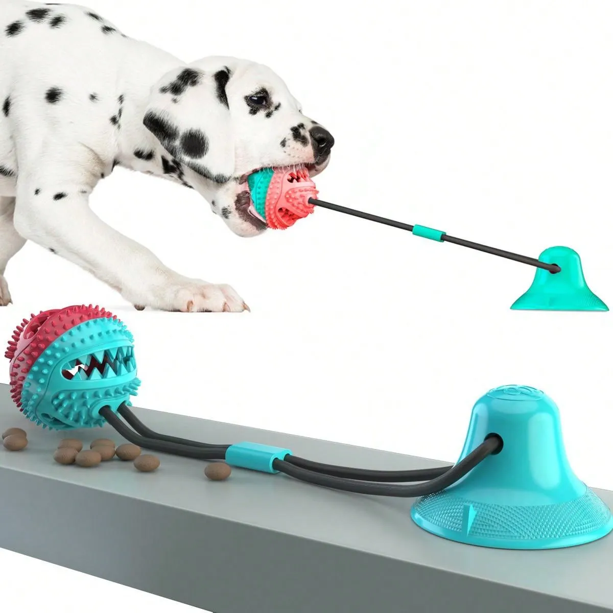 Dogs Pull Rope Chew Toy With Powerful Suction Cup,Pet Molar Teething Feeder