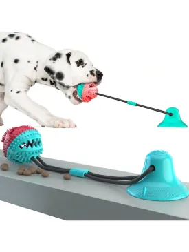 Dogs Pull Rope Chew Toy With Powerful Suction Cup,Pet Molar Teething Feeder