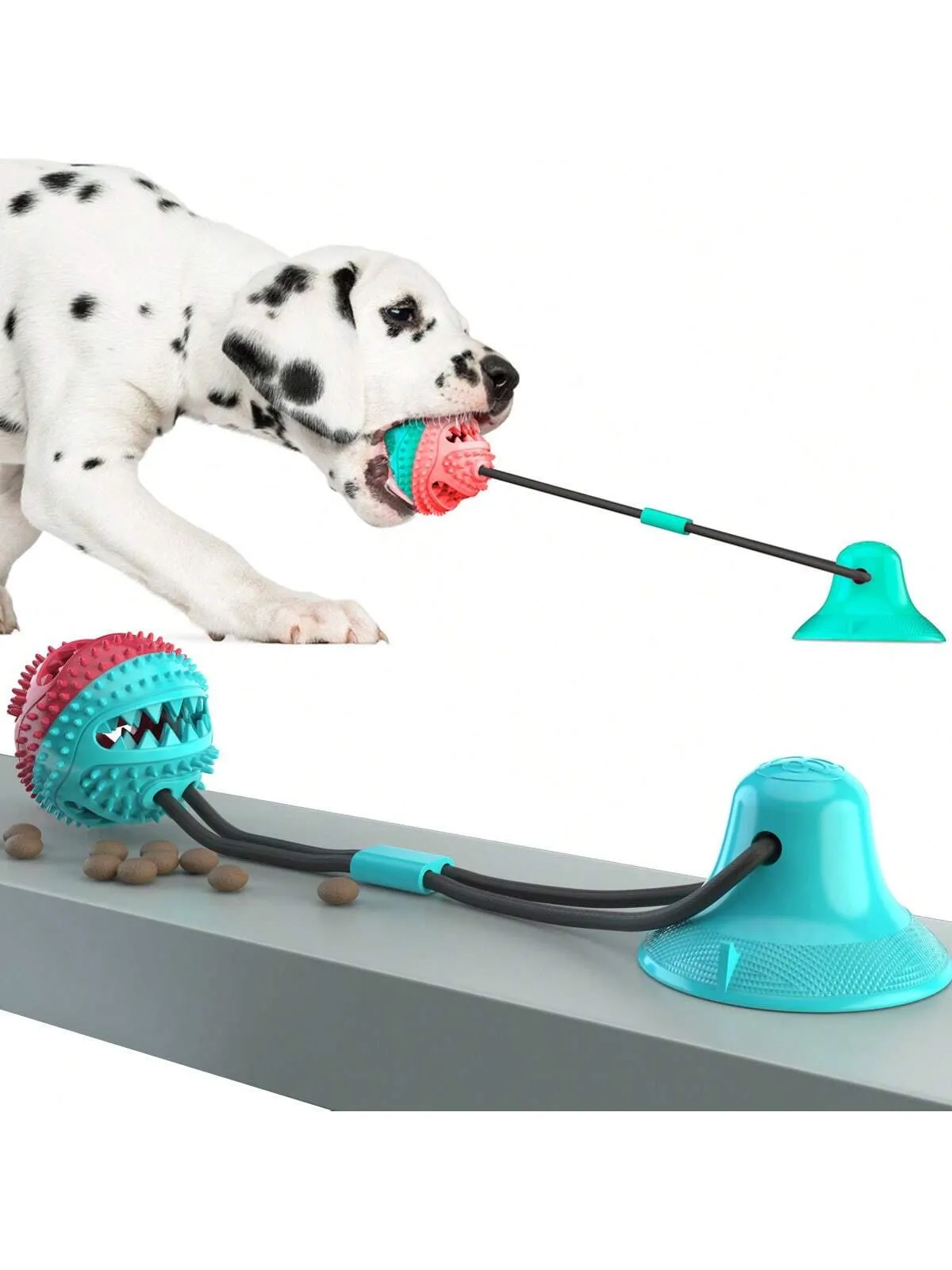 Dogs Pull Rope Chew Toy With Powerful Suction Cup,Pet Molar Teething Feeder